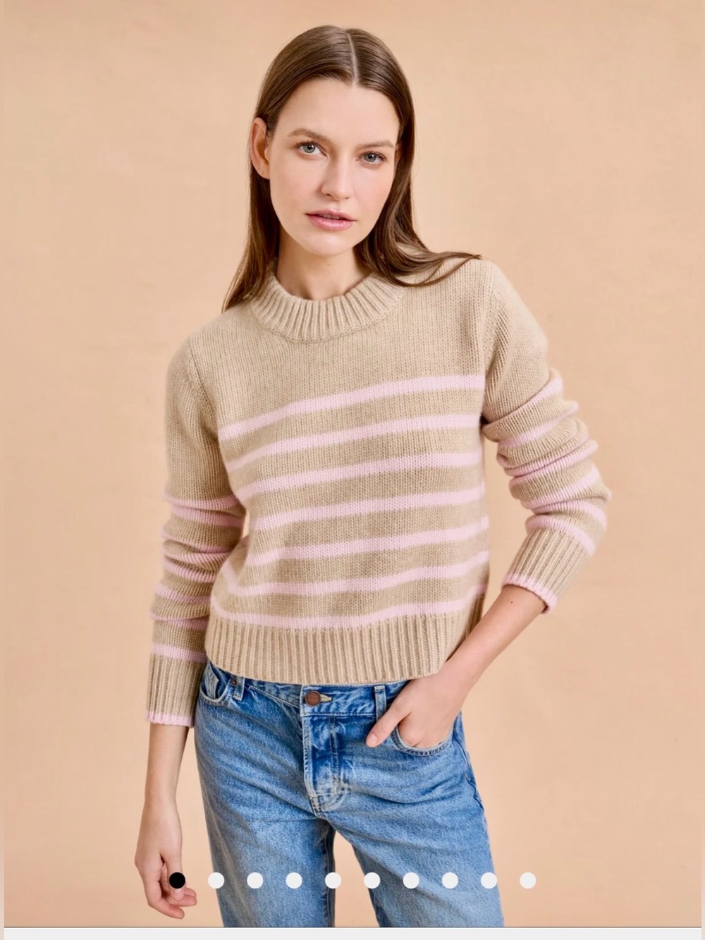 La Ligne Mini Marin Cashmere/Wool Crewneck Sweater Tan/Blush size L like new